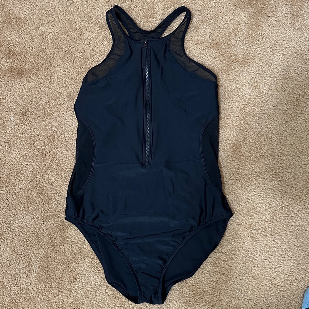Speedo Women's Swimsuit One Piece Power Flex Mesh Half Zip - Picture 7 of 11
